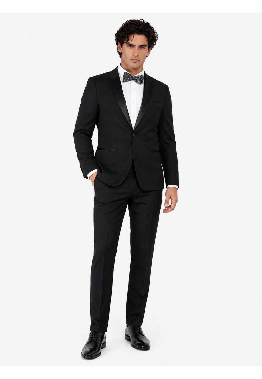 Traje Ceremonia Liso Spandex Slim Fit Negro Arrow AM32040NE-0