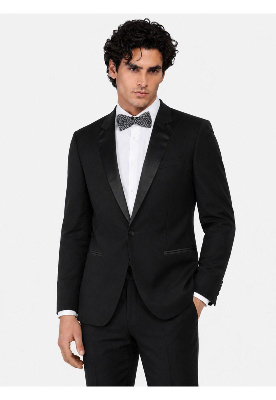 Traje Ceremonia Liso Spandex Slim Fit Negro Arrow AM32040NE-2
