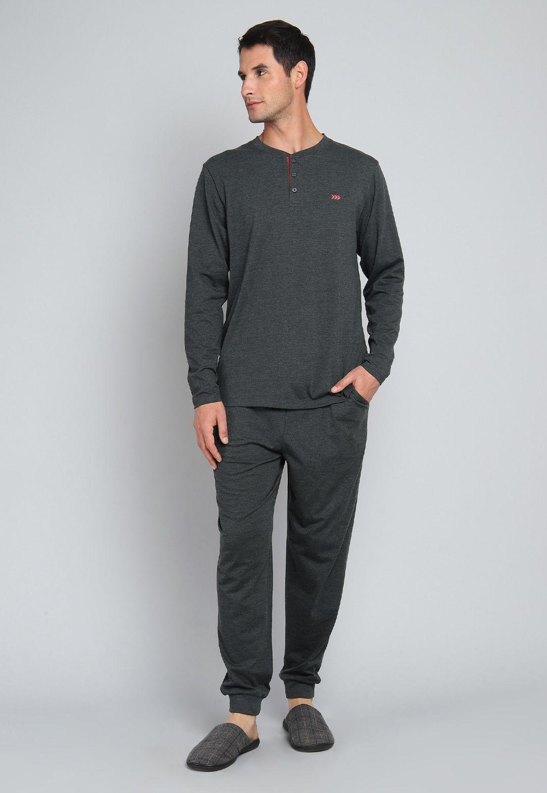 Pijama Largo Liso Arrow P1I3108GR-0