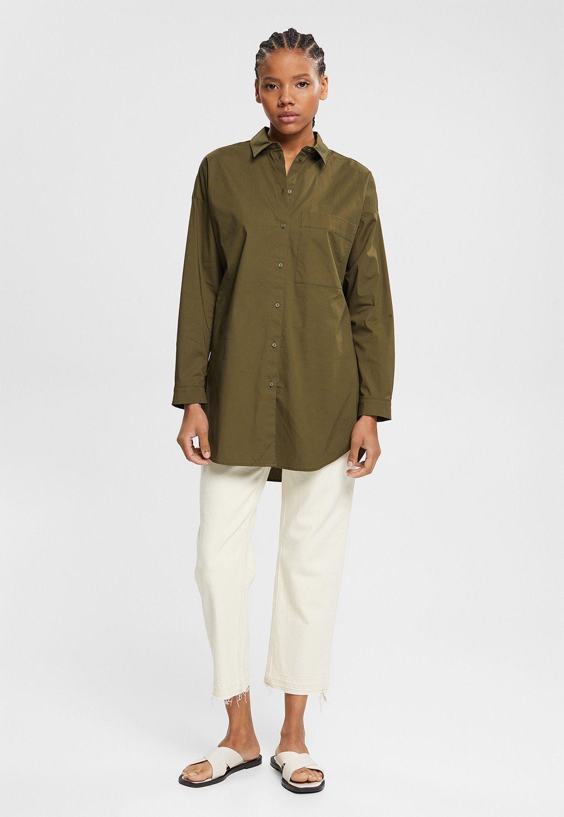 Blusa De Algodón Con Bolsillo Mujer Esprit-3