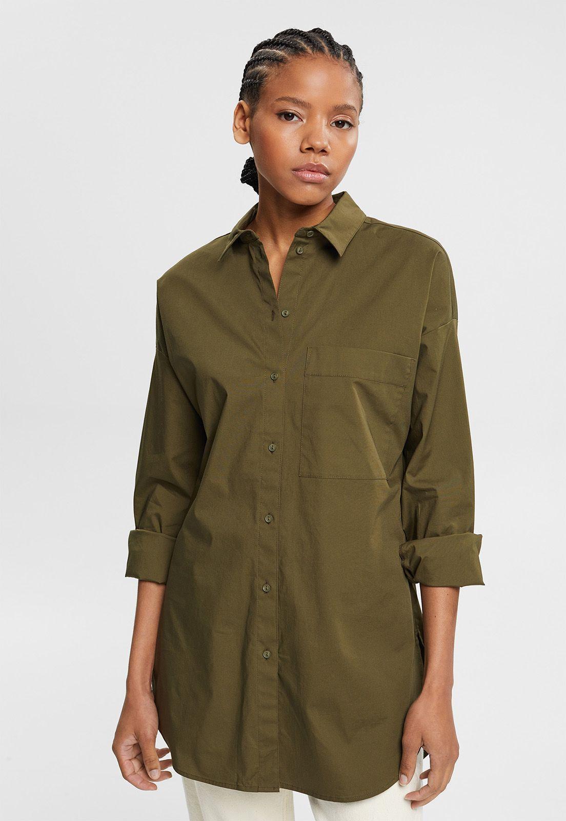 Blusa De Algodón Con Bolsillo Mujer Esprit-0
