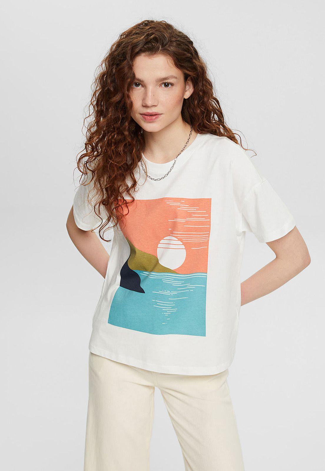Polera Estampada Esprit Naranja-0