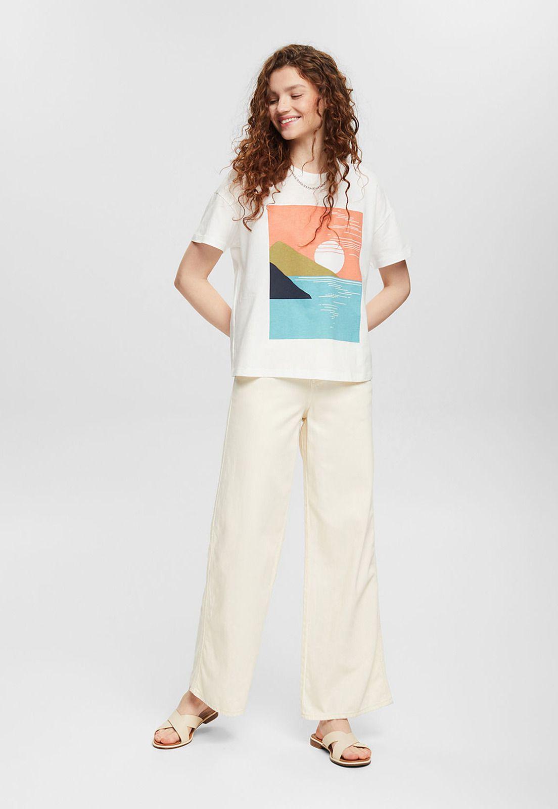 Polera Estampada Esprit Naranja-2