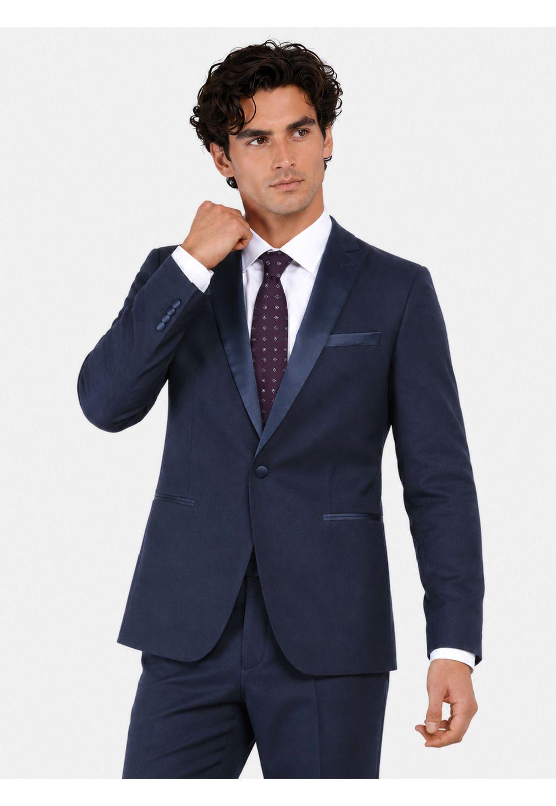 Traje Ceremonia Liso Spandex Slim Fit Azul Arrow AM32041AZ-2