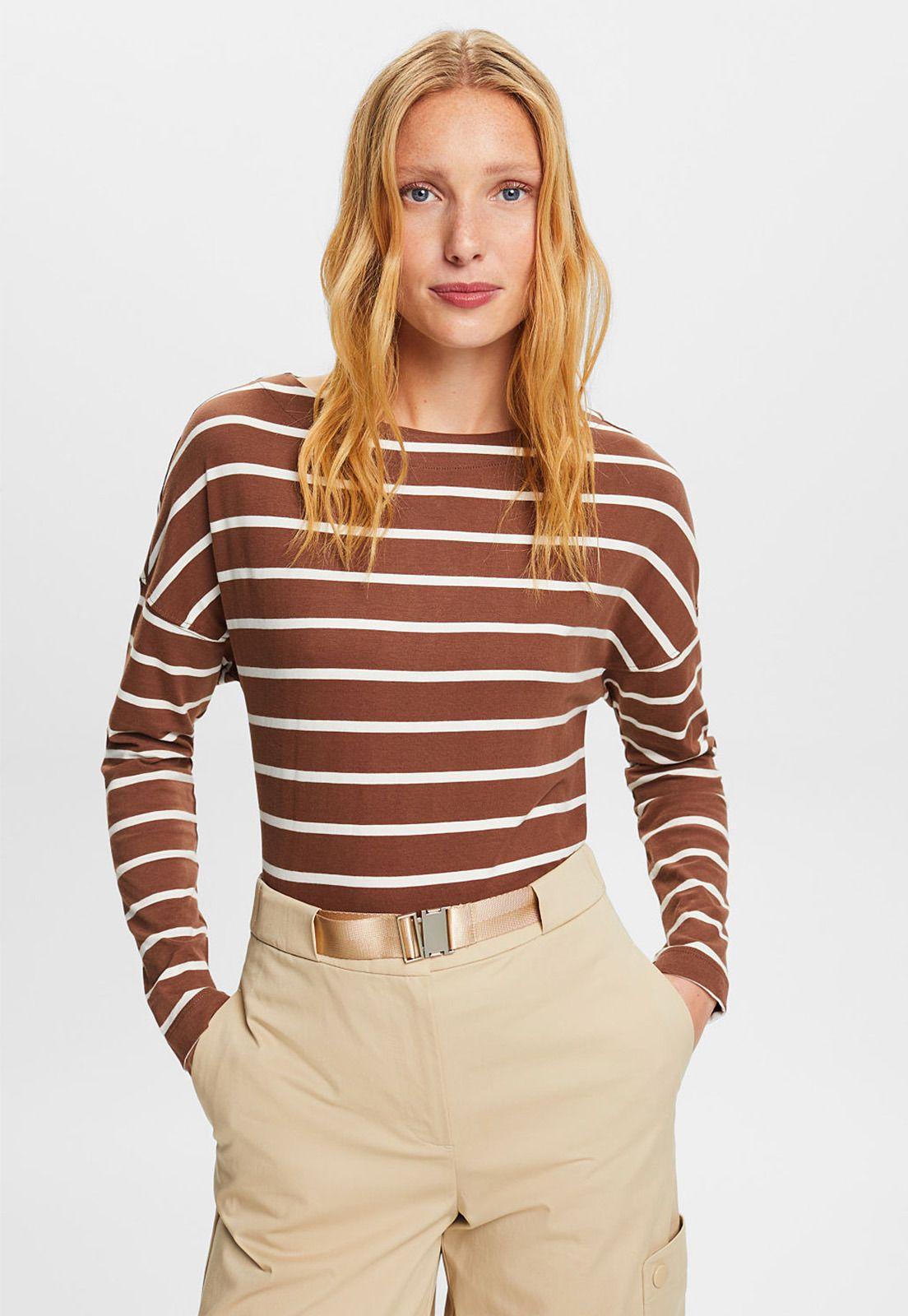 Polera manga larga con estampado a rayas Mujer Esprit-0