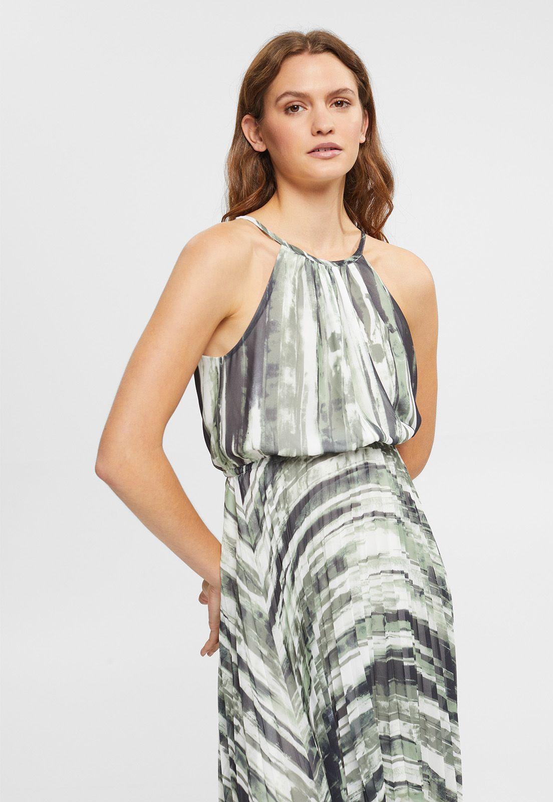 Vestido Midi De Gasa Plisado Mujer Esprit-2