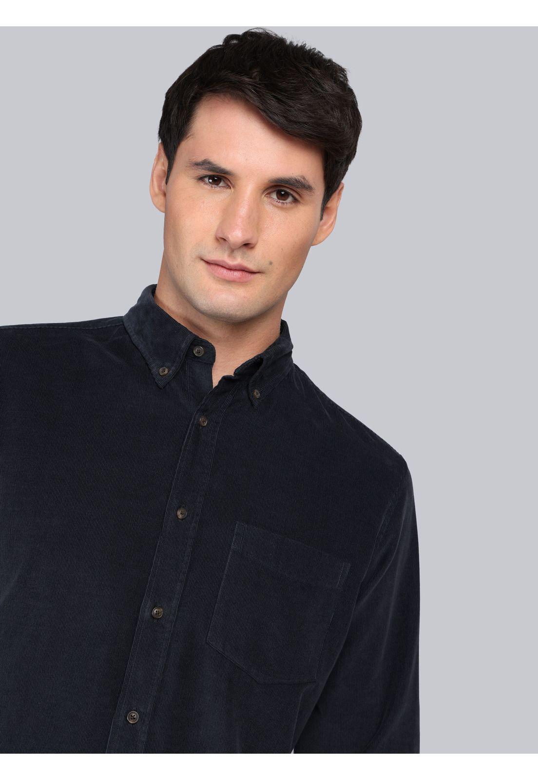 Camisa Cotelé Regular Fit Azul Marino Arrow CM33023NB-2