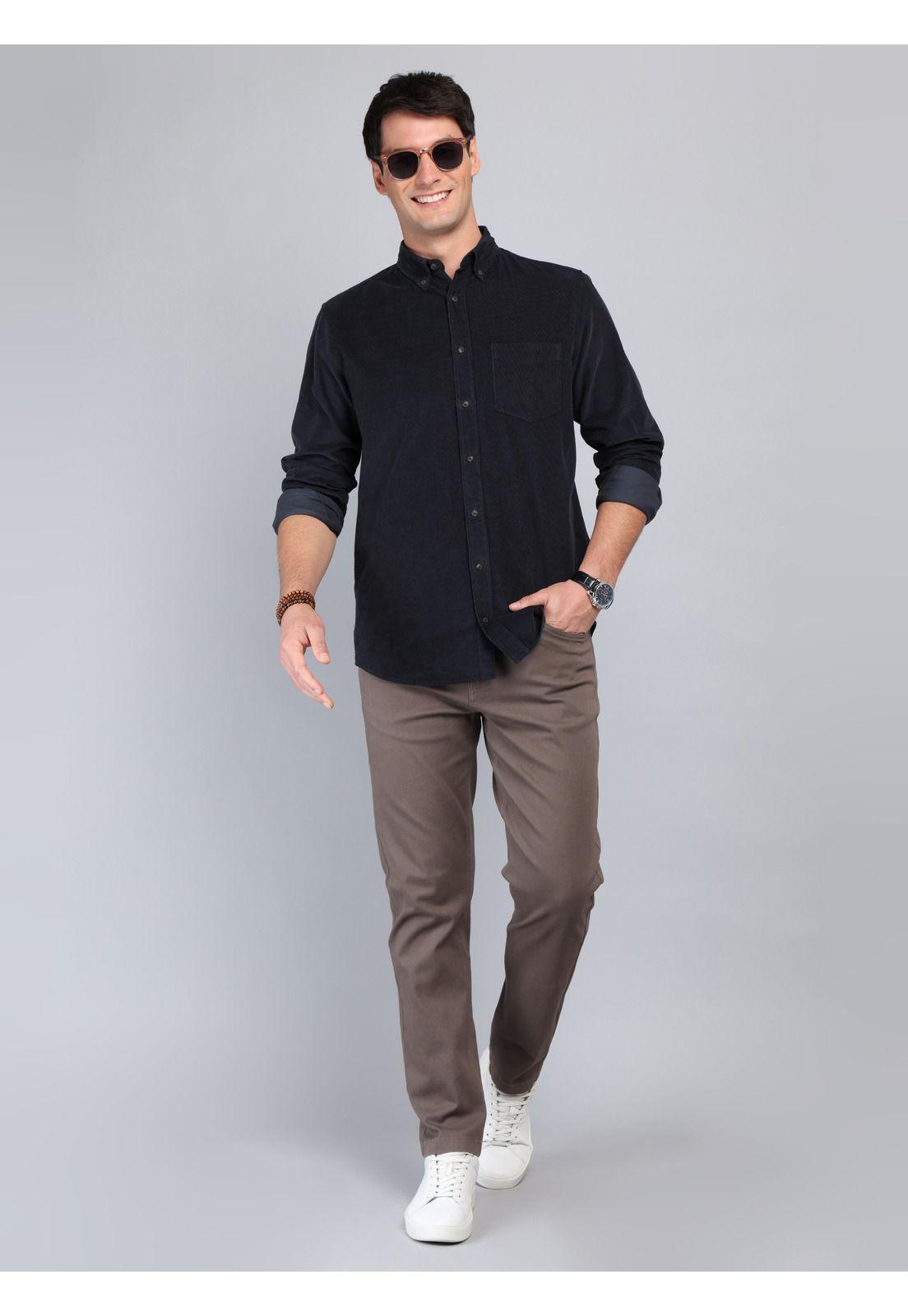 Camisa Cotelé Regular Fit Azul Marino Arrow CM33023NB-3