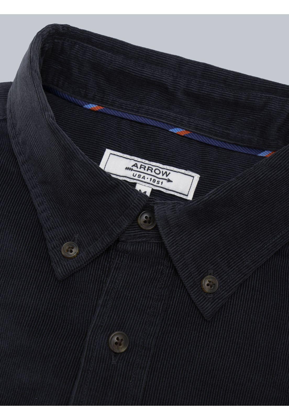 Camisa Cotelé Regular Fit Azul Marino Arrow CM33023NB-4