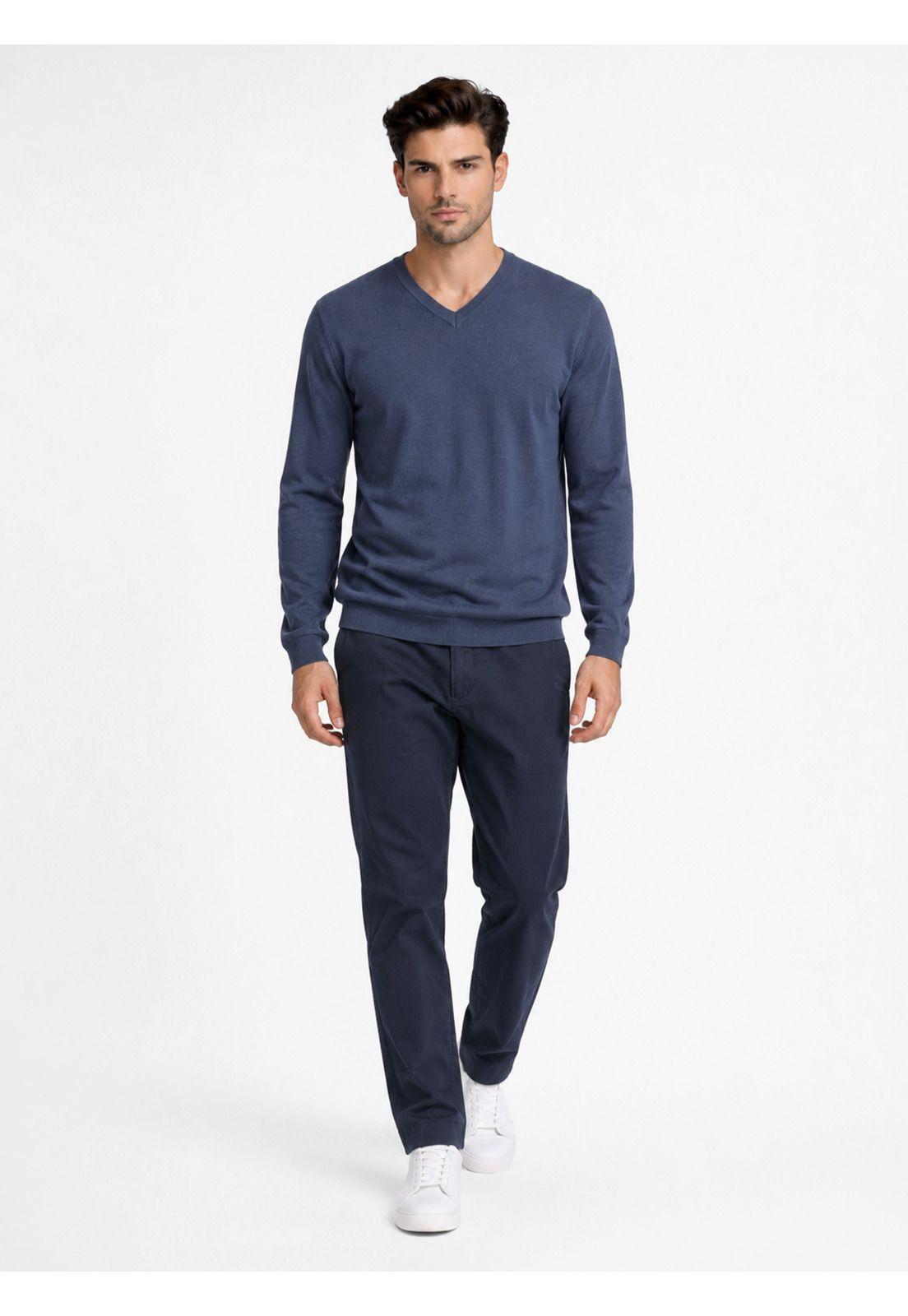 Sweater Cuello V Regular Fit Denim Piero Butti PBDVI20DE-3