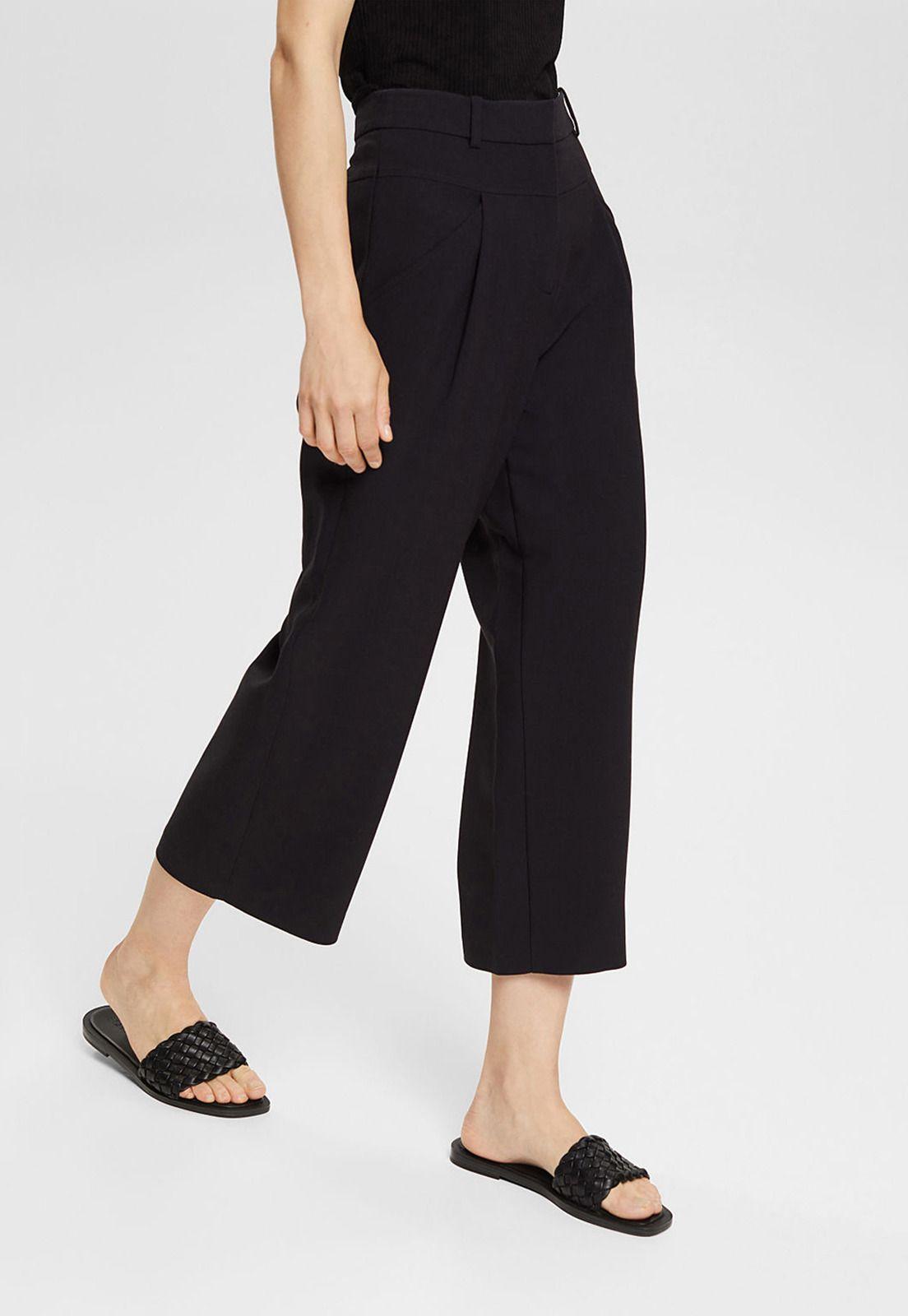 Pantalón Culotte Con Cintura Alta Mujer Esprit-0