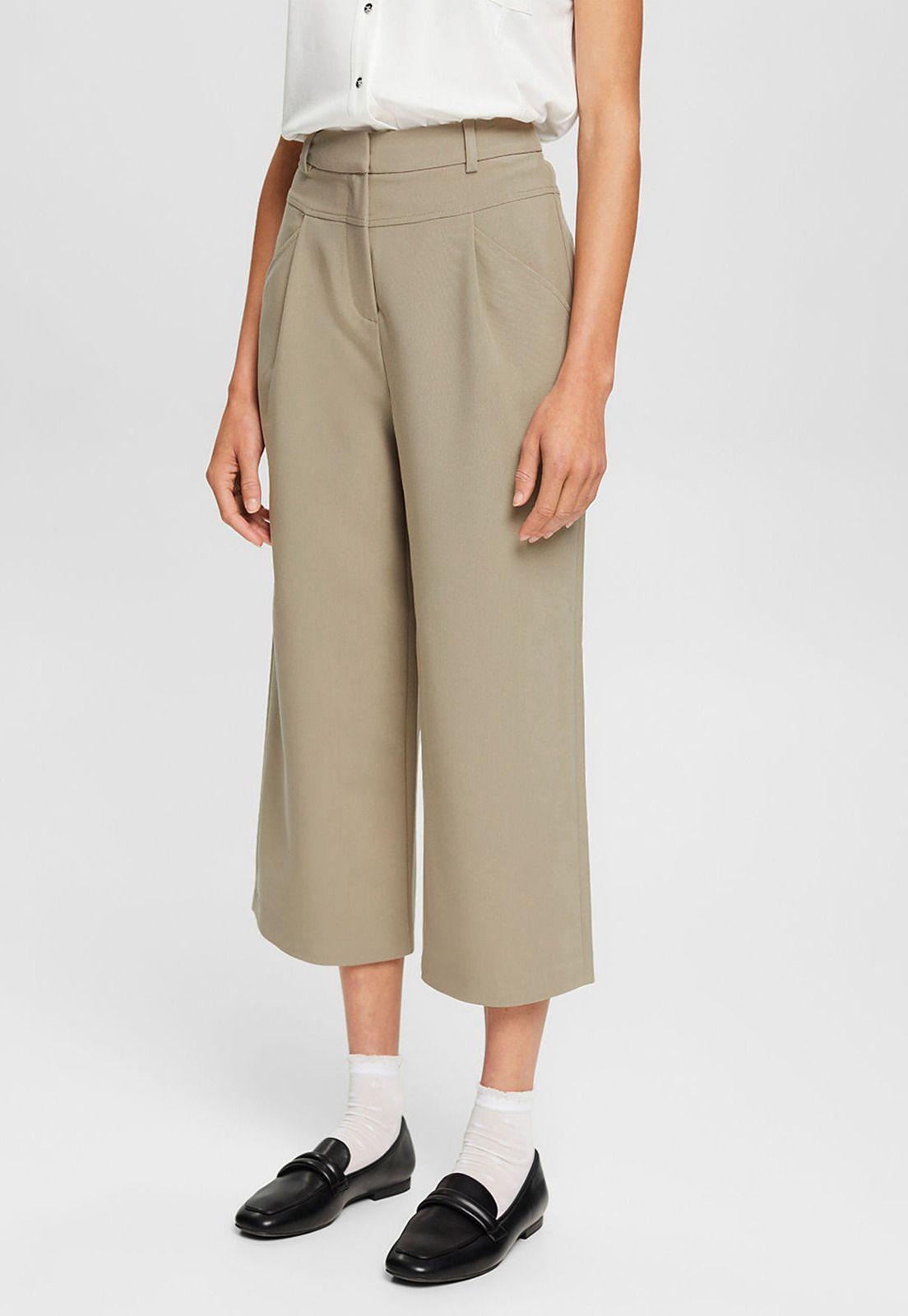 Pantalón Culotte Con Cintura Alta Mujer Esprit-0