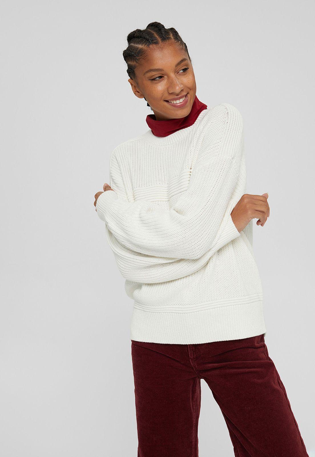 Sweater Mujer Con Textura Esprit Verde oscuro-0