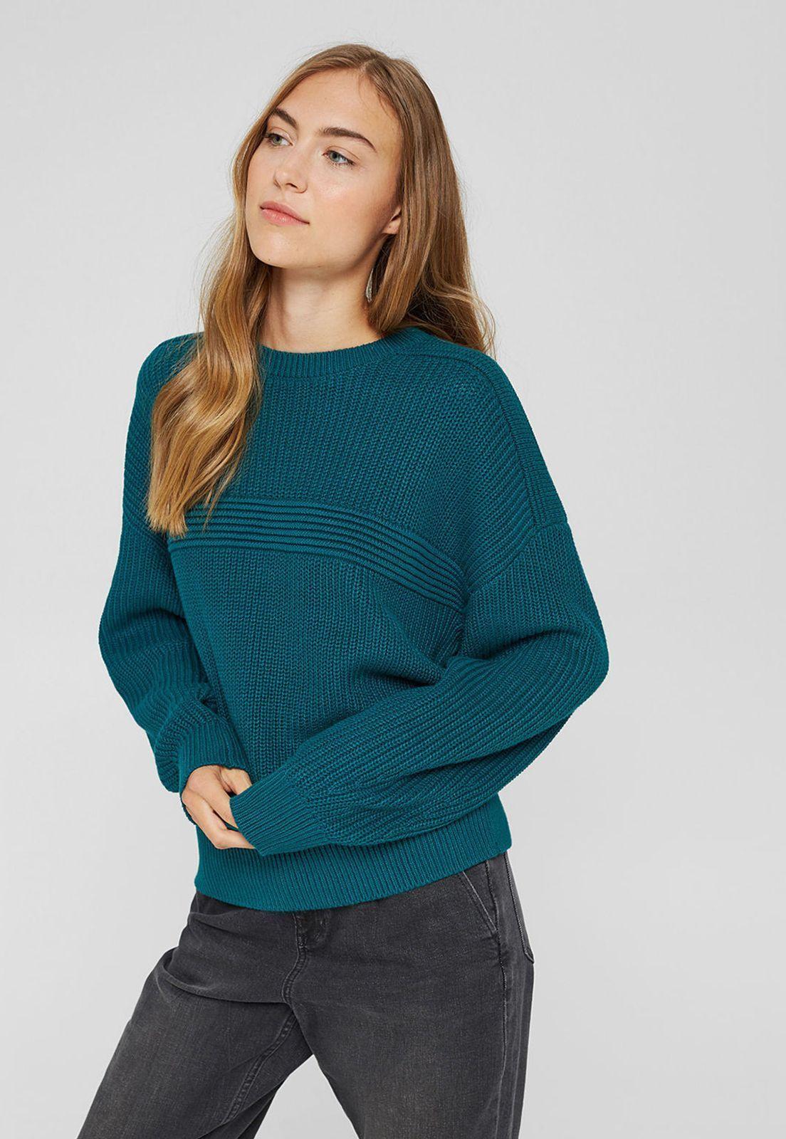 Sweater Mujer Con Textura Esprit Verde oscuro-0