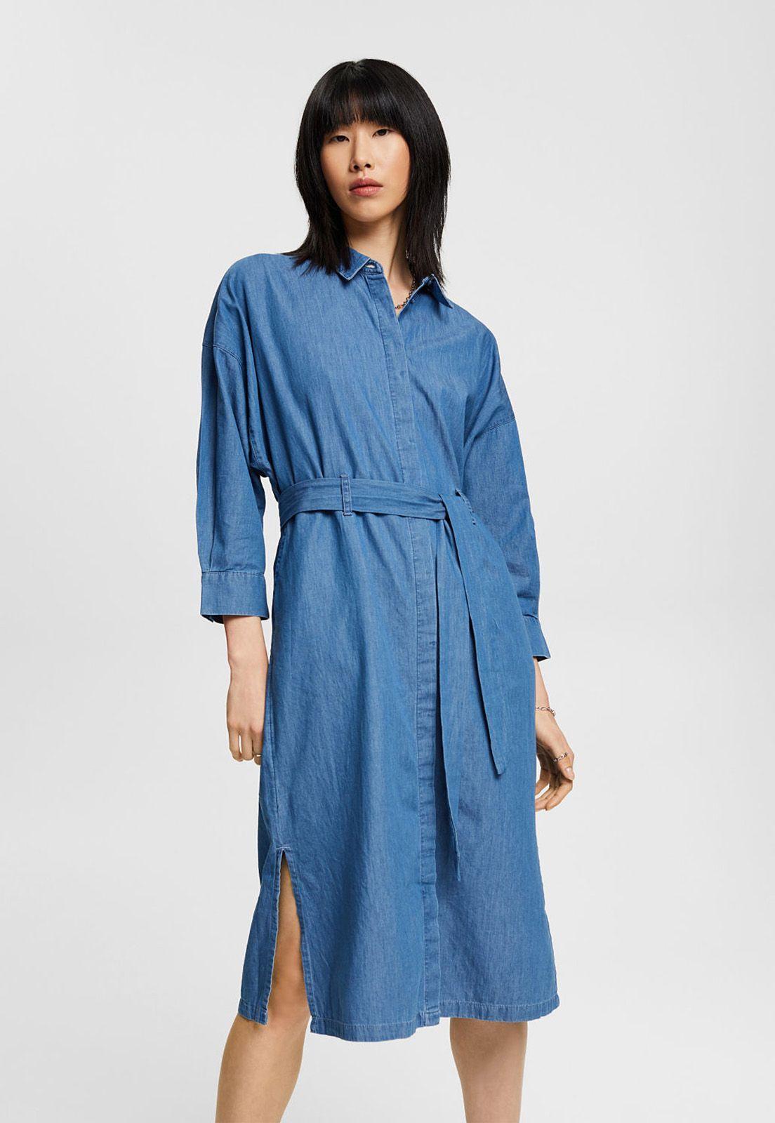 Vestido Midi De Mezclilla Con Lazo Mujer Esprit-0