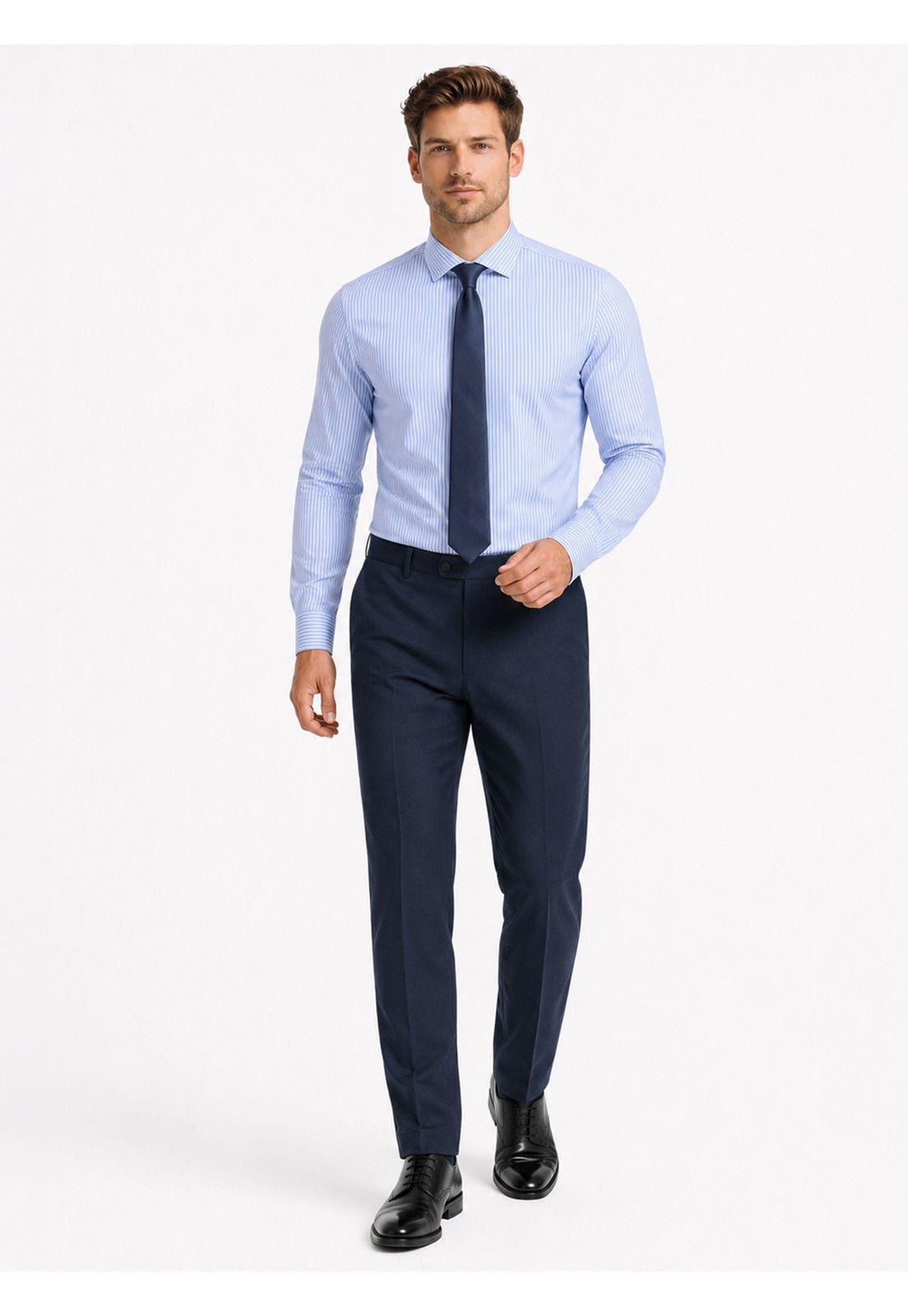 Camisa Formal Rayas Slim Fit Celeste Arrow ARM0622CE-3