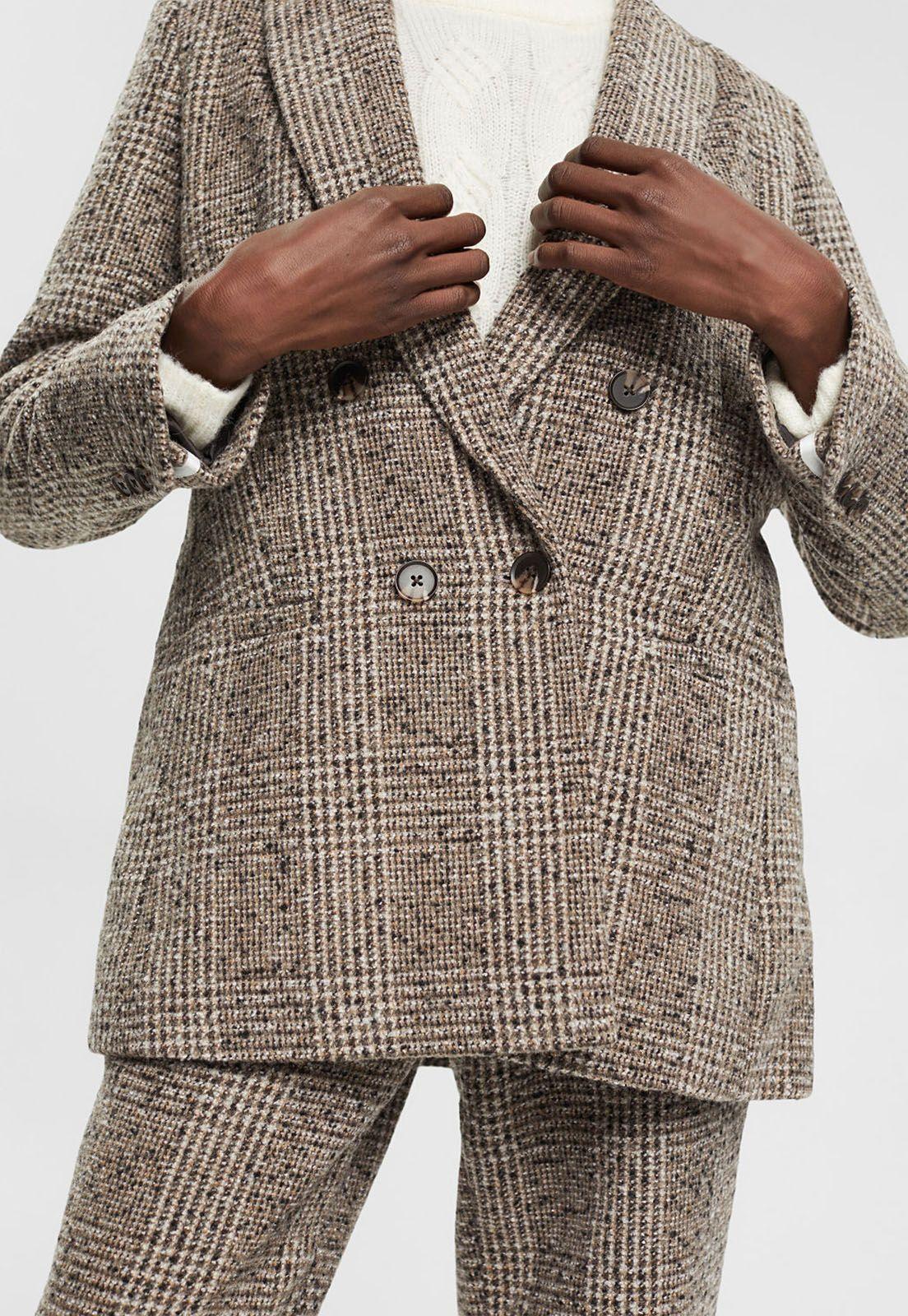 Blazer A Cuadros En Mezcla De Lana Mujer Esprit-2