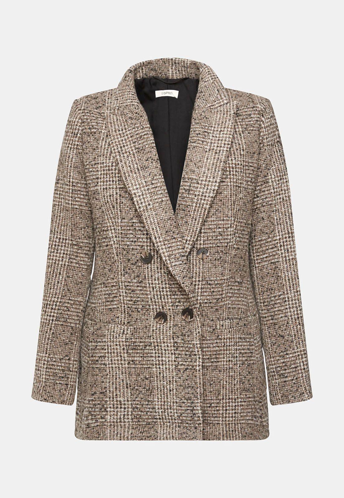Blazer A Cuadros En Mezcla De Lana Mujer Esprit-3