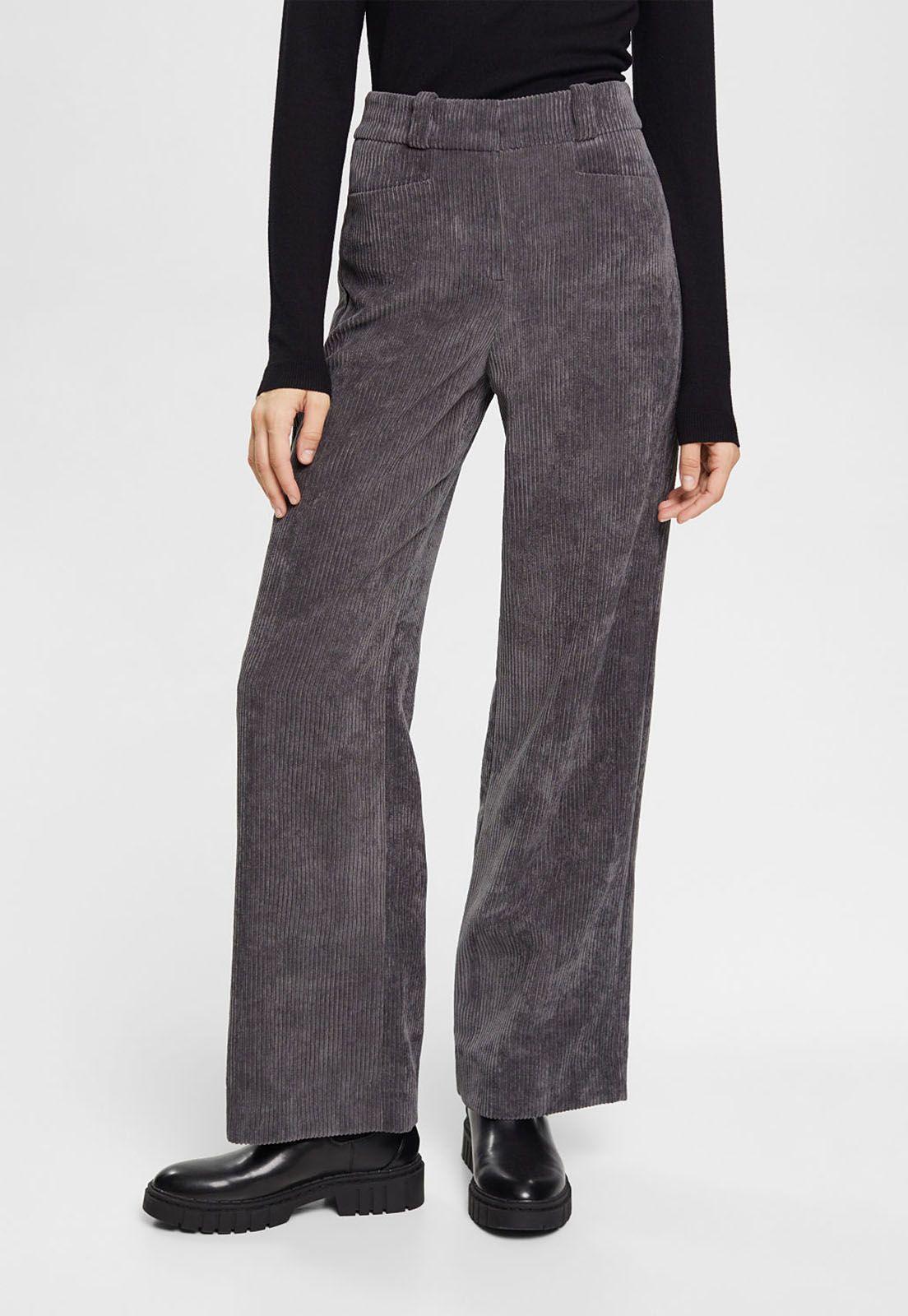 Pantalon De Pana Y Pierna Ancha Mujer Esprit-0