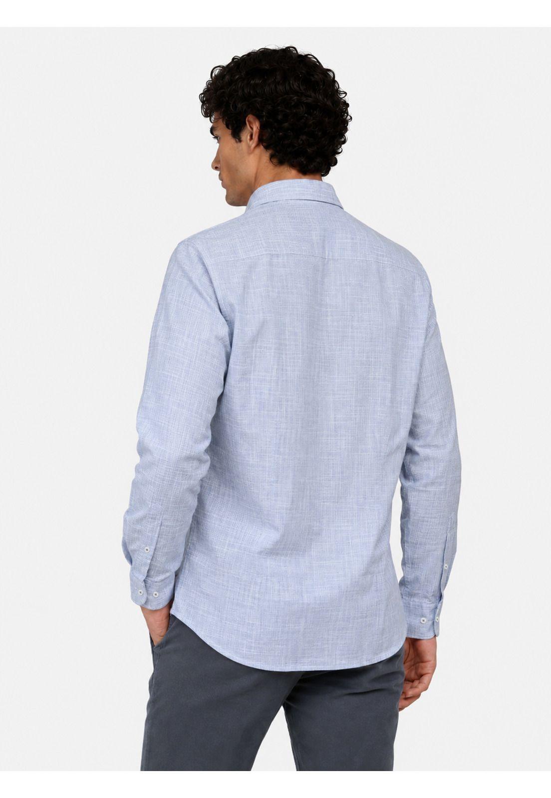 Camisa Texturada Regular Fit Azul Arrow CM34029AZ-1