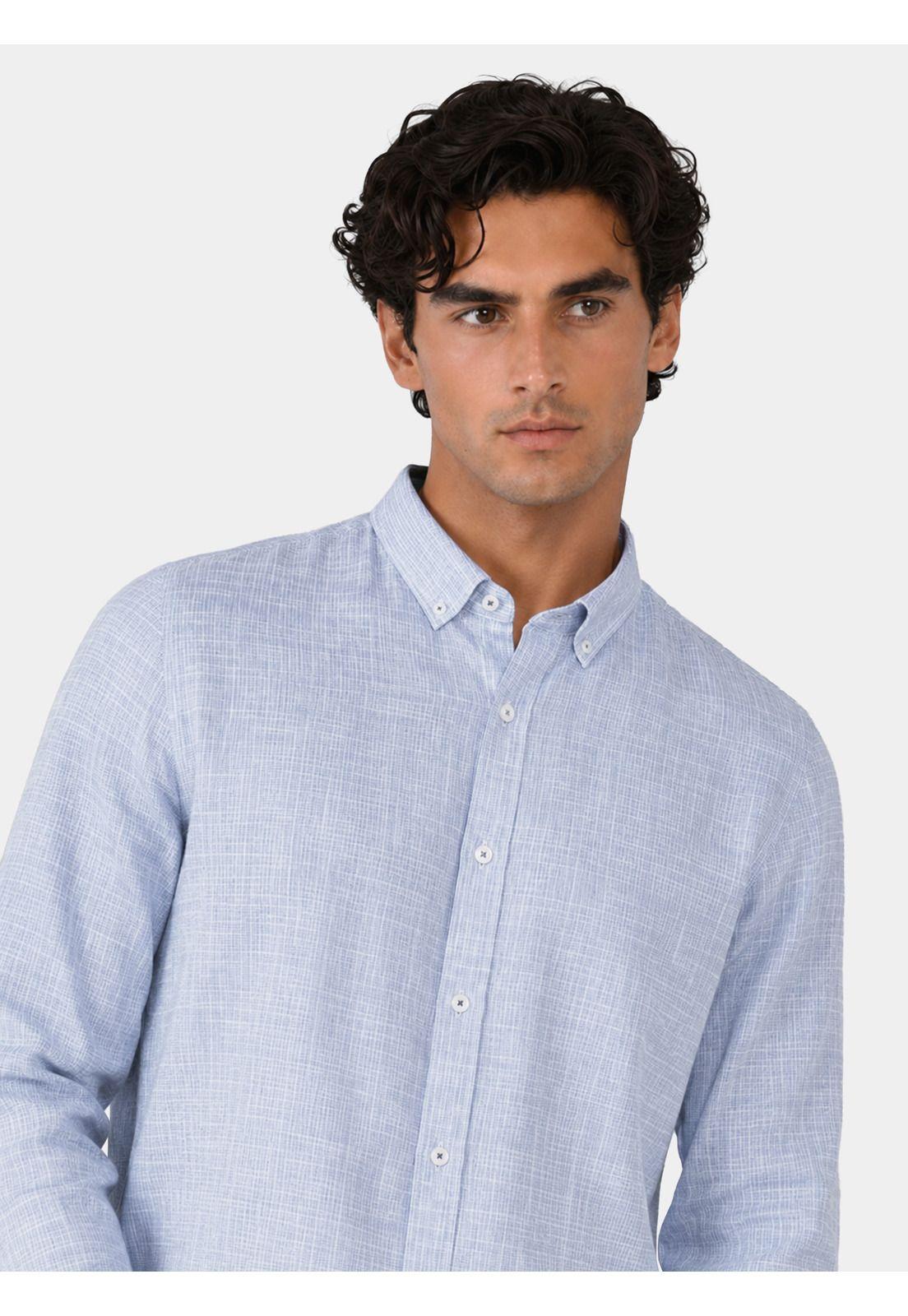 Camisa Texturada Regular Fit Azul Arrow CM34029AZ-2