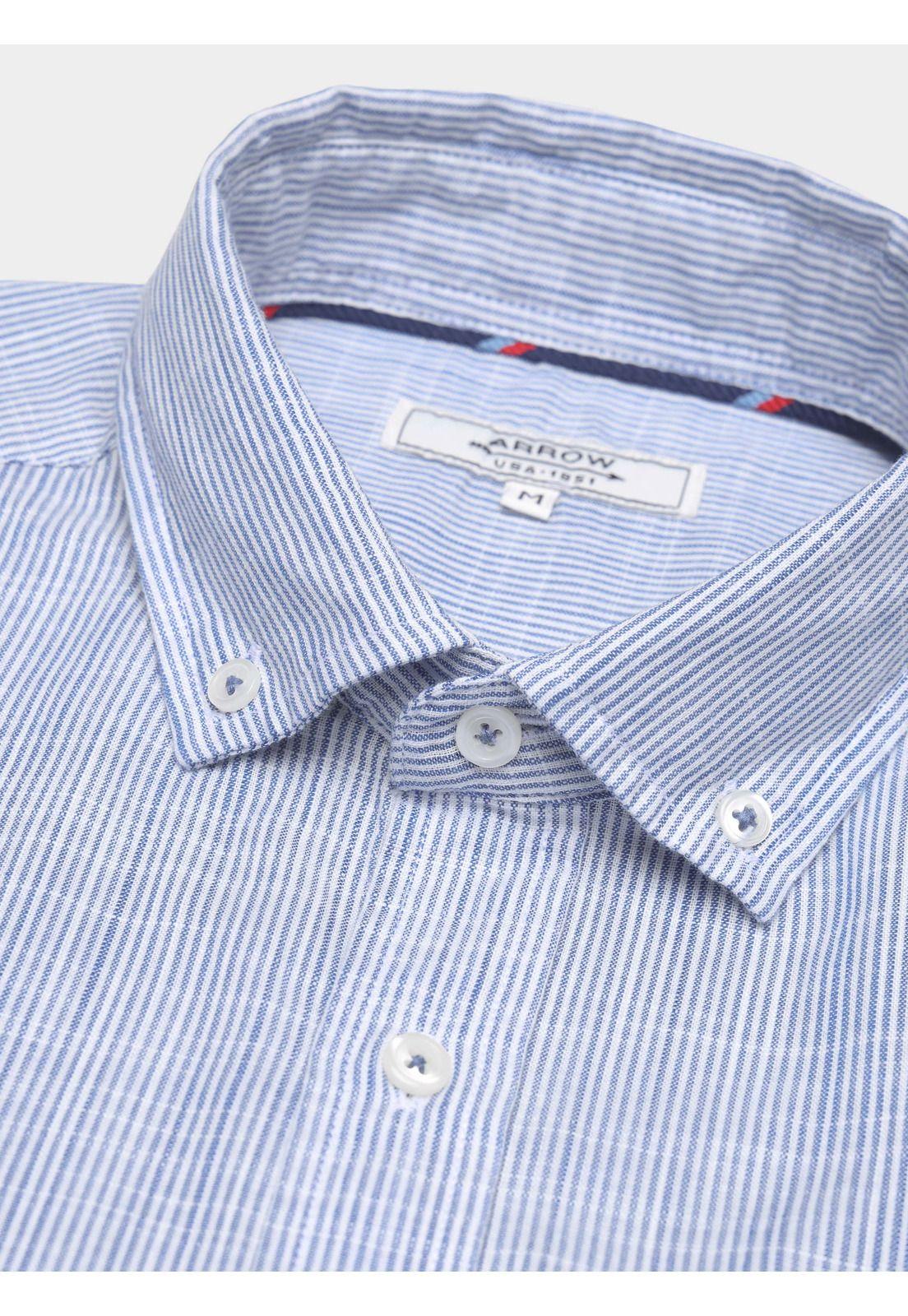 Camisa Texturada Regular Fit Azul Arrow CM34029AZ-4