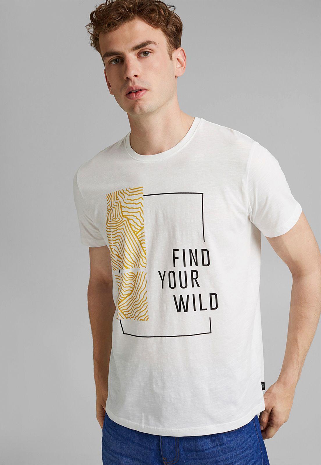 Polera Hombre Manga Corta Con Estampado Esprit Azul oscuro-0