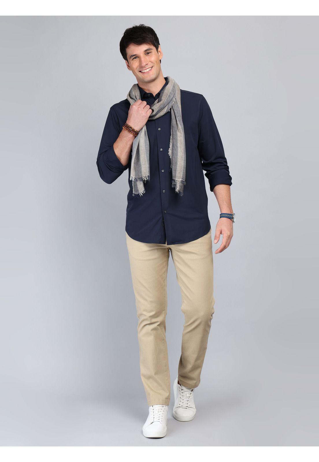 Camisa Ultra Spandex Regular Fit Azul Marino Arrow CM33055NB-4