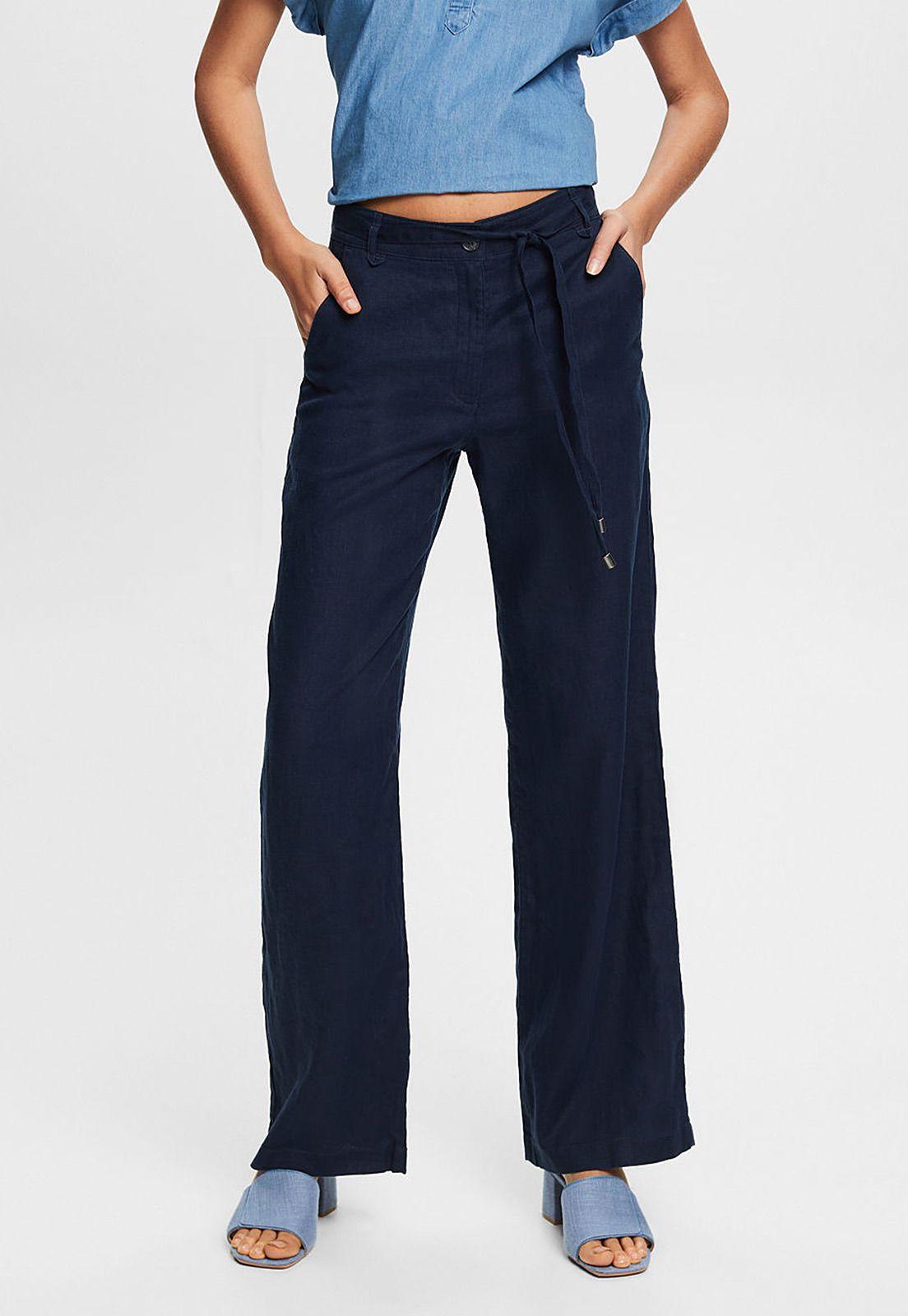 Pantalón Wide Leg De Lino Mujer Esprit 034EE1B340-0