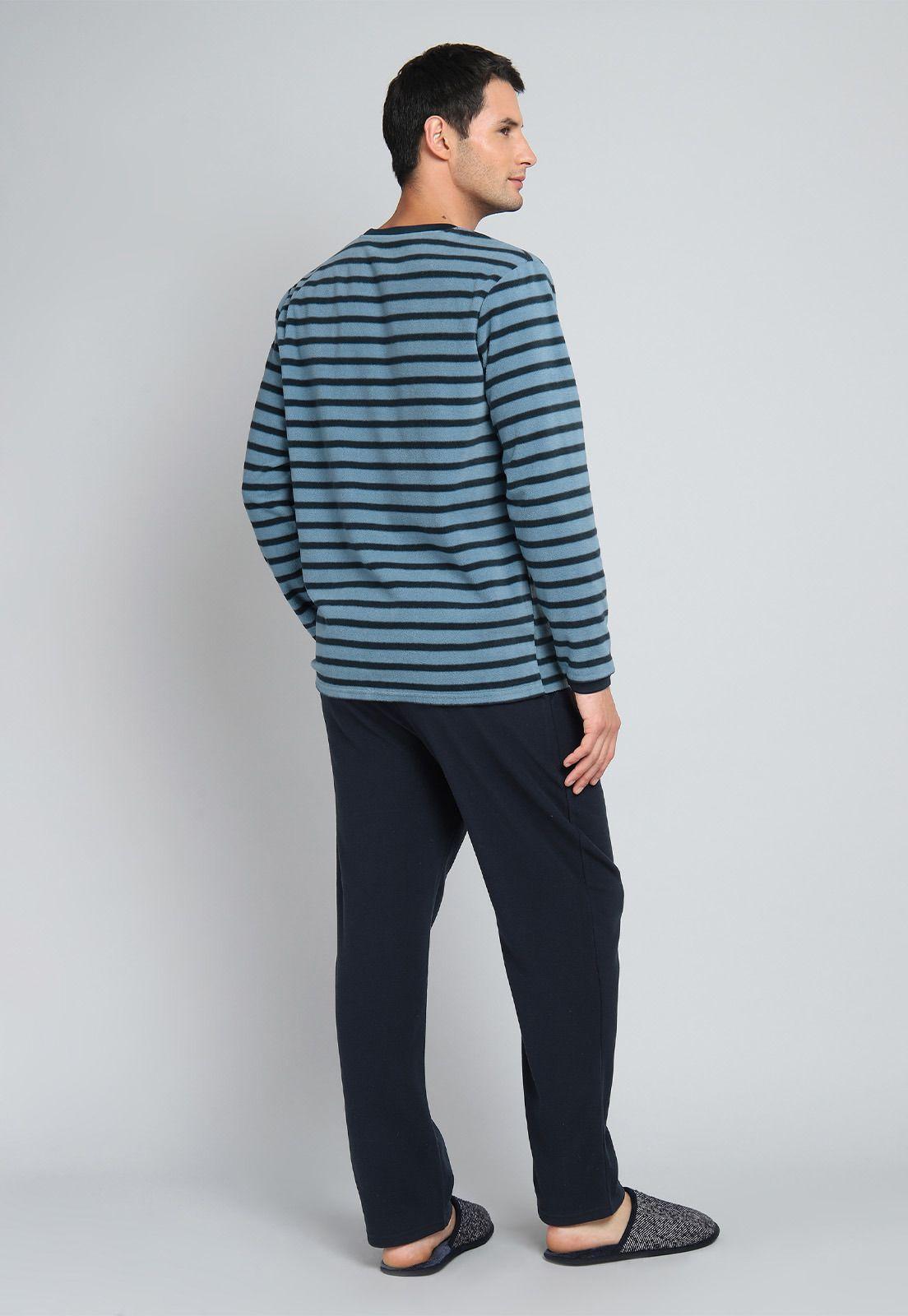 Pijama Hombre Arrow Polar Rayas Manga Larga-1