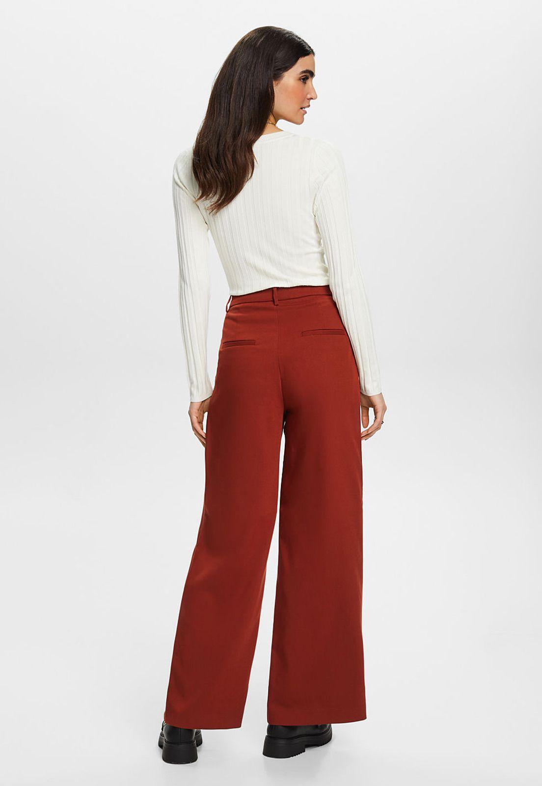Pantalón Pierna Ancha Tiro Medio Con Pliegues Mujer Esprit-1