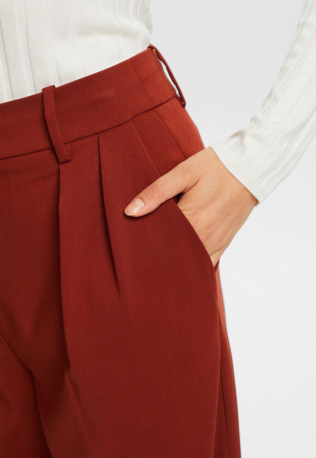 Pantalón Pierna Ancha Tiro Medio Con Pliegues Mujer Esprit-3