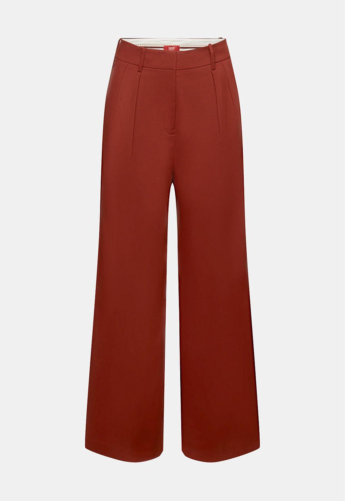Pantalón Pierna Ancha Tiro Medio Con Pliegues Mujer Esprit-4