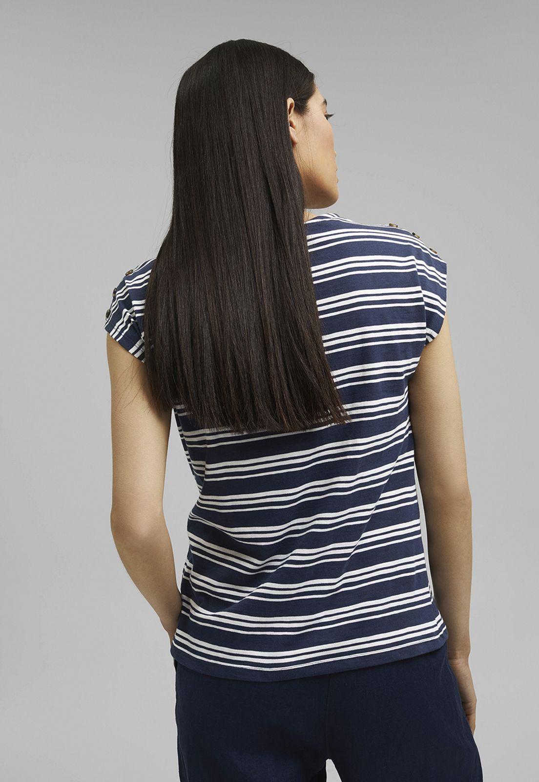 Polera Mujer Manga Corta Con Rayas Esprit Azul marino-1