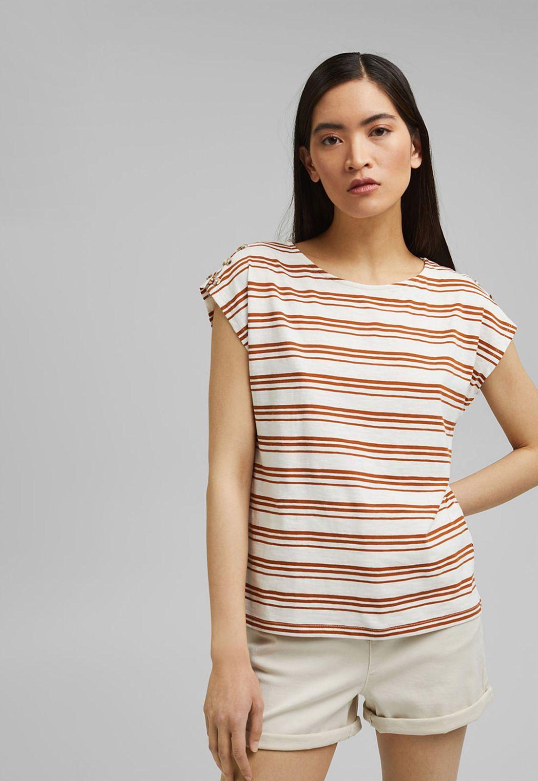 Polera Mujer Manga Corta Con Rayas Esprit Azul marino-0