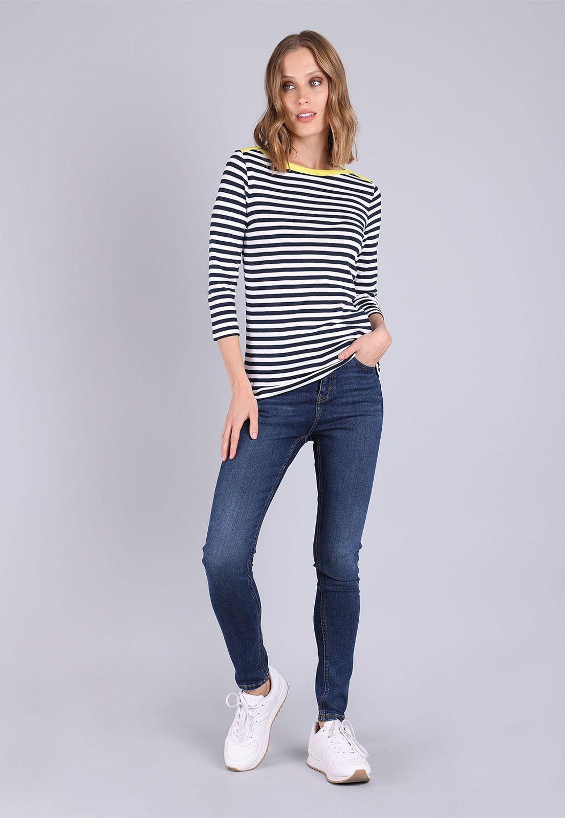 Polera manga larga a rayas Mujer Esprit Azul marino-0