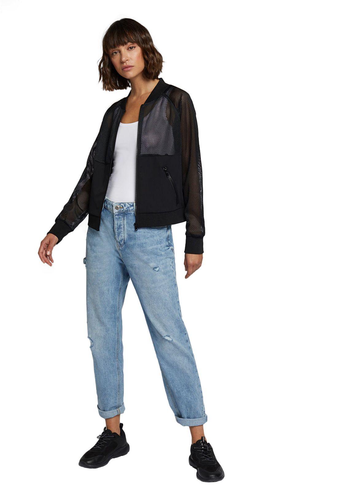 Chaqueta malla con felpa-0