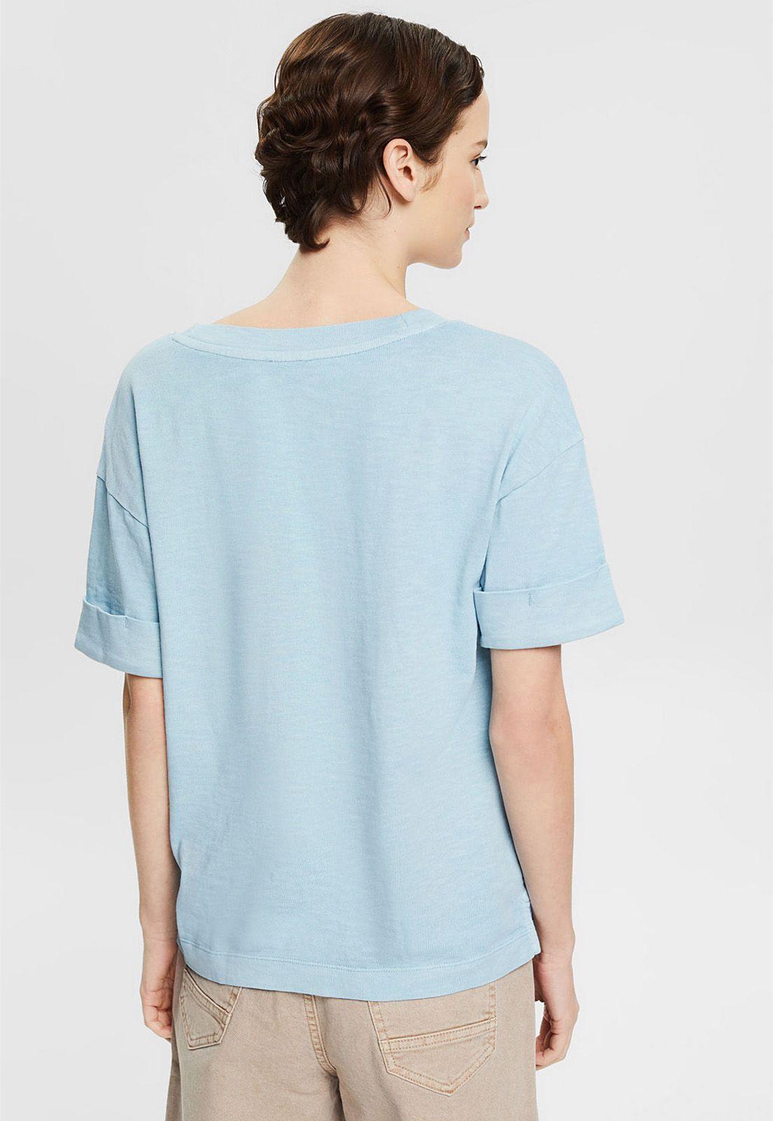 Polera Con Escote En V Esprit Azul cielo-1