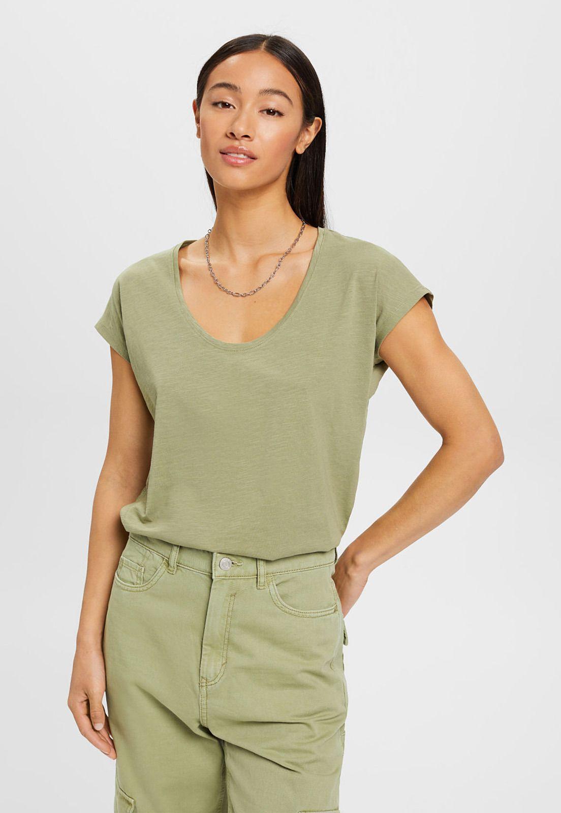 Polera Cuello Redondo Mujer Esprit Verde musgo-0