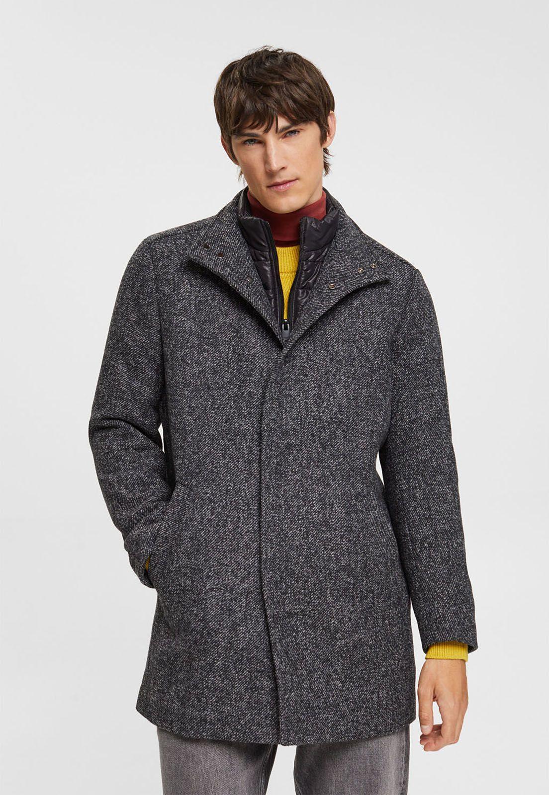 Abrigo Acolchado En Mezcla De Lana Hombre Esprit-0