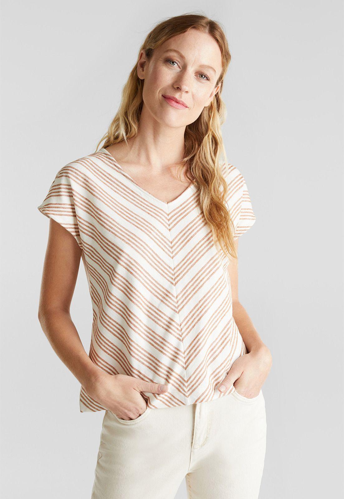 Polera De Algodón Orgánico Con Lino Esprit-0