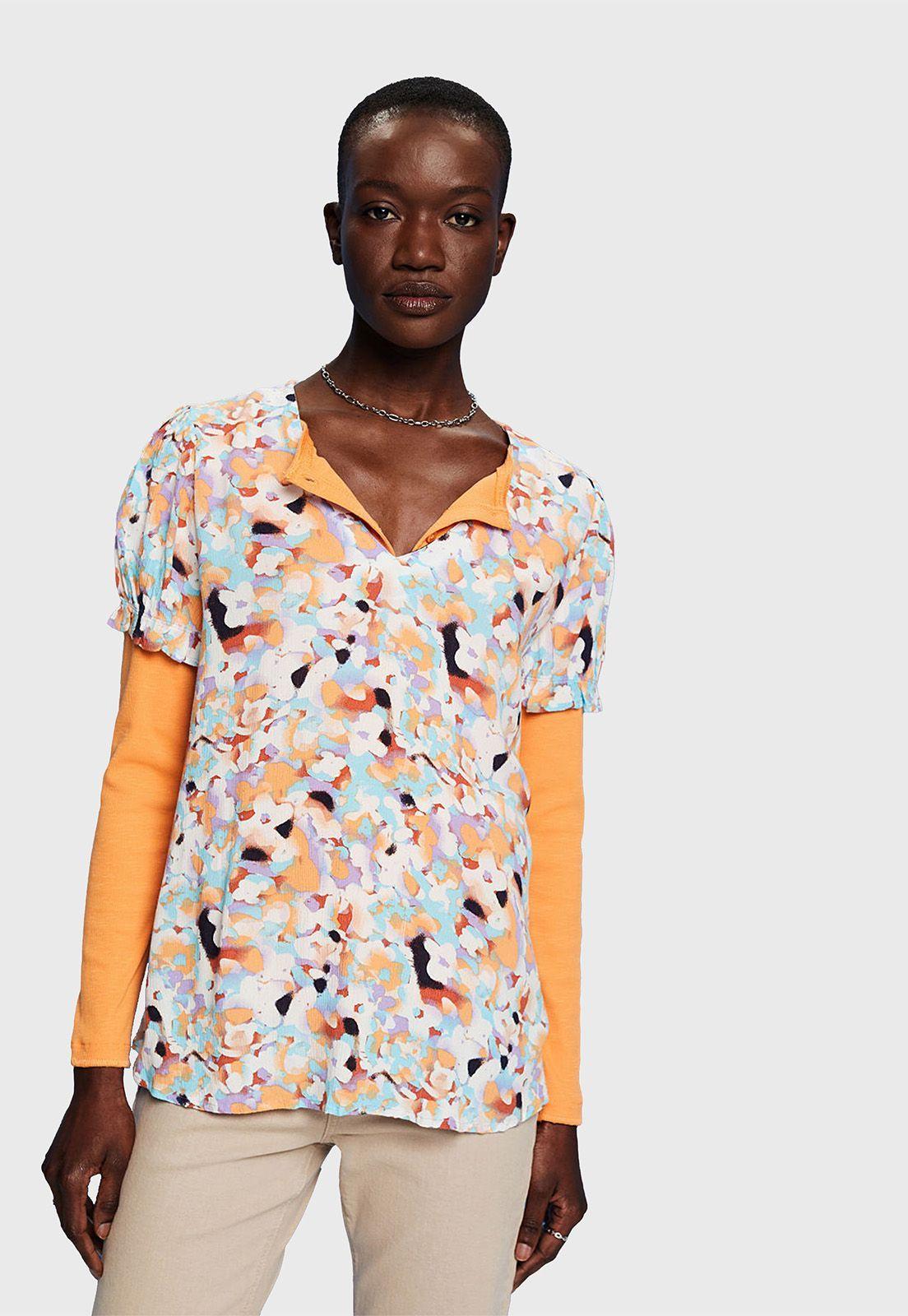 Blusa Estamapada Hawaiana Manga Corta Mujer Esprit-0