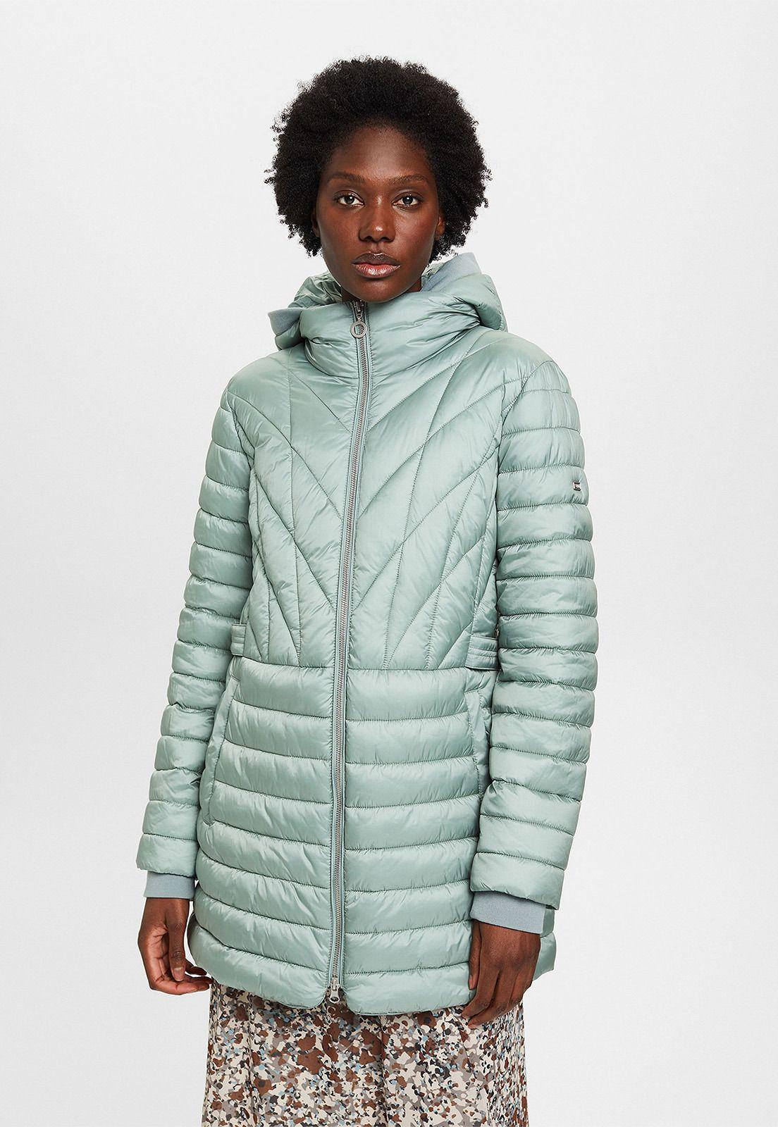 Parka acolchonada manga larga con capucha Mujer Esprit Azul marino-0