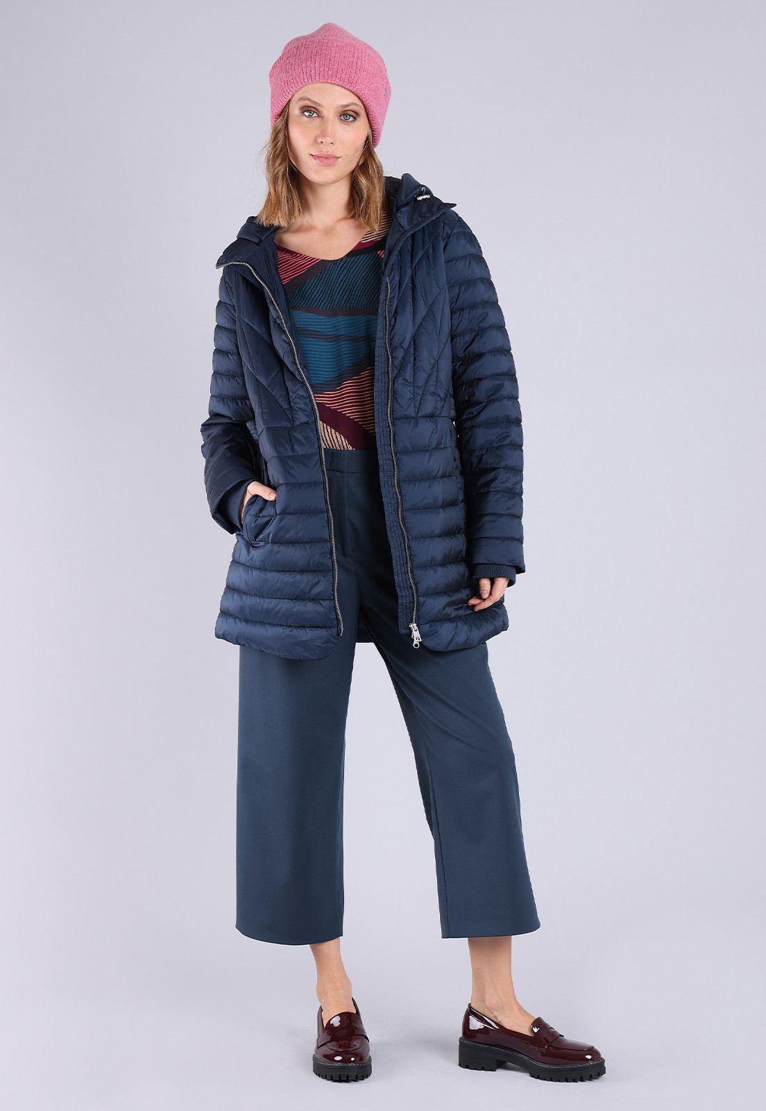 Parka acolchonada manga larga con capucha Mujer Esprit Azul marino-0