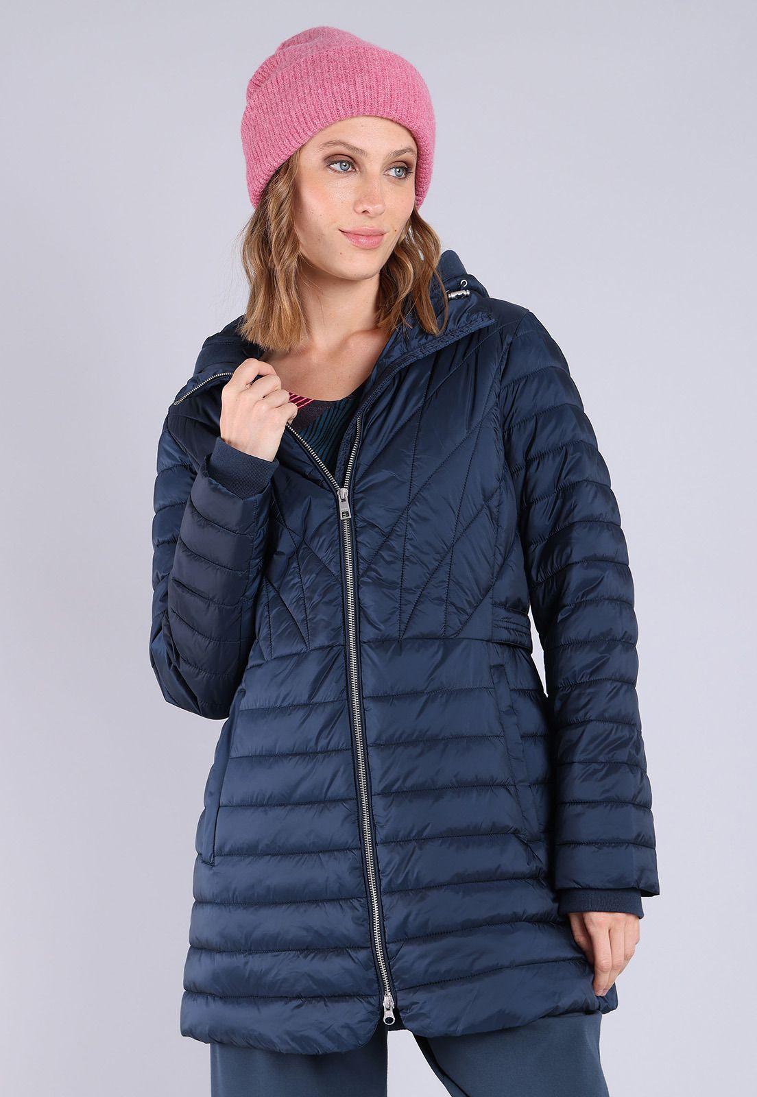 Parka acolchonada manga larga con capucha Mujer Esprit Azul marino-3