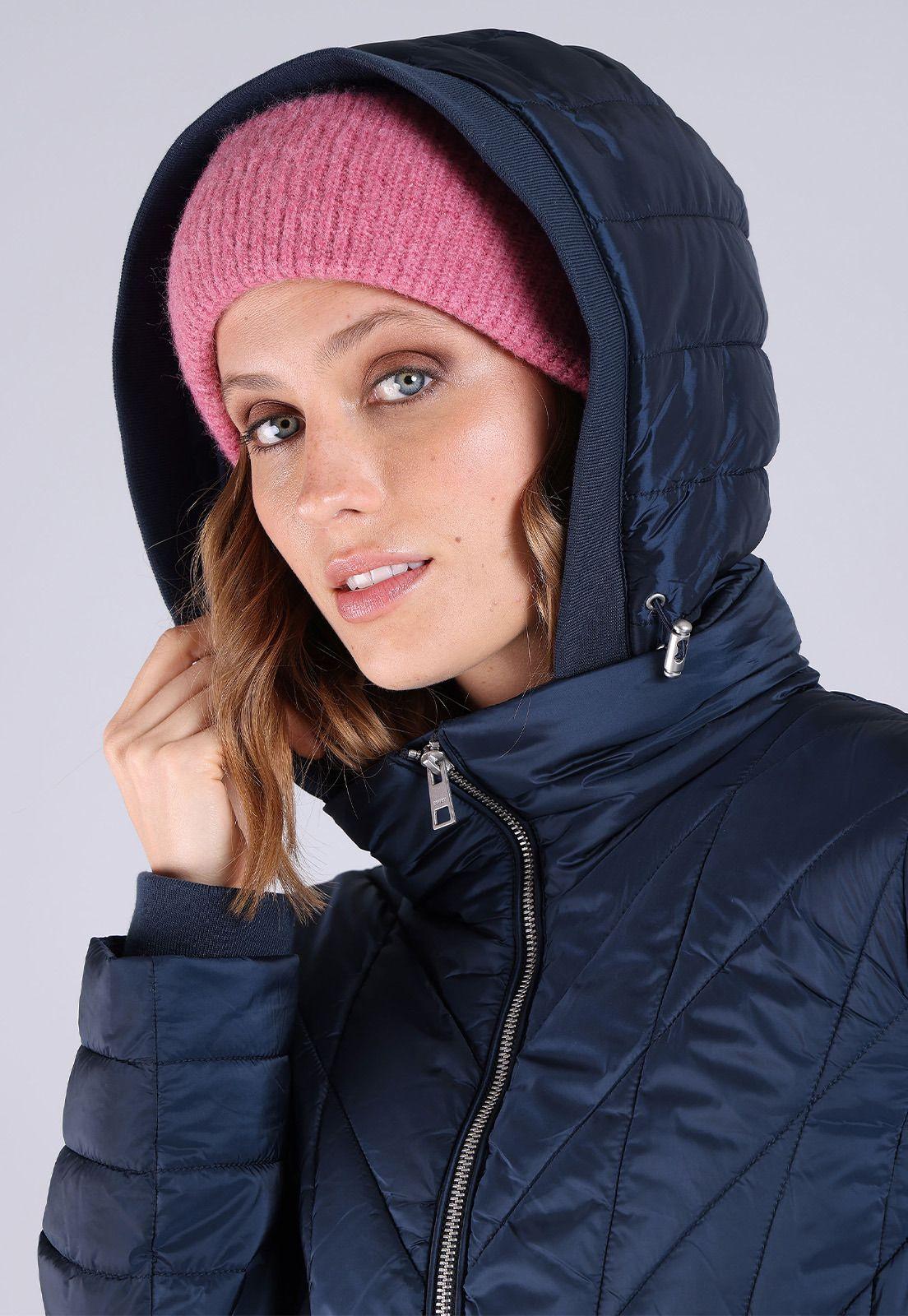 Parka acolchonada manga larga con capucha Mujer Esprit Azul marino-5