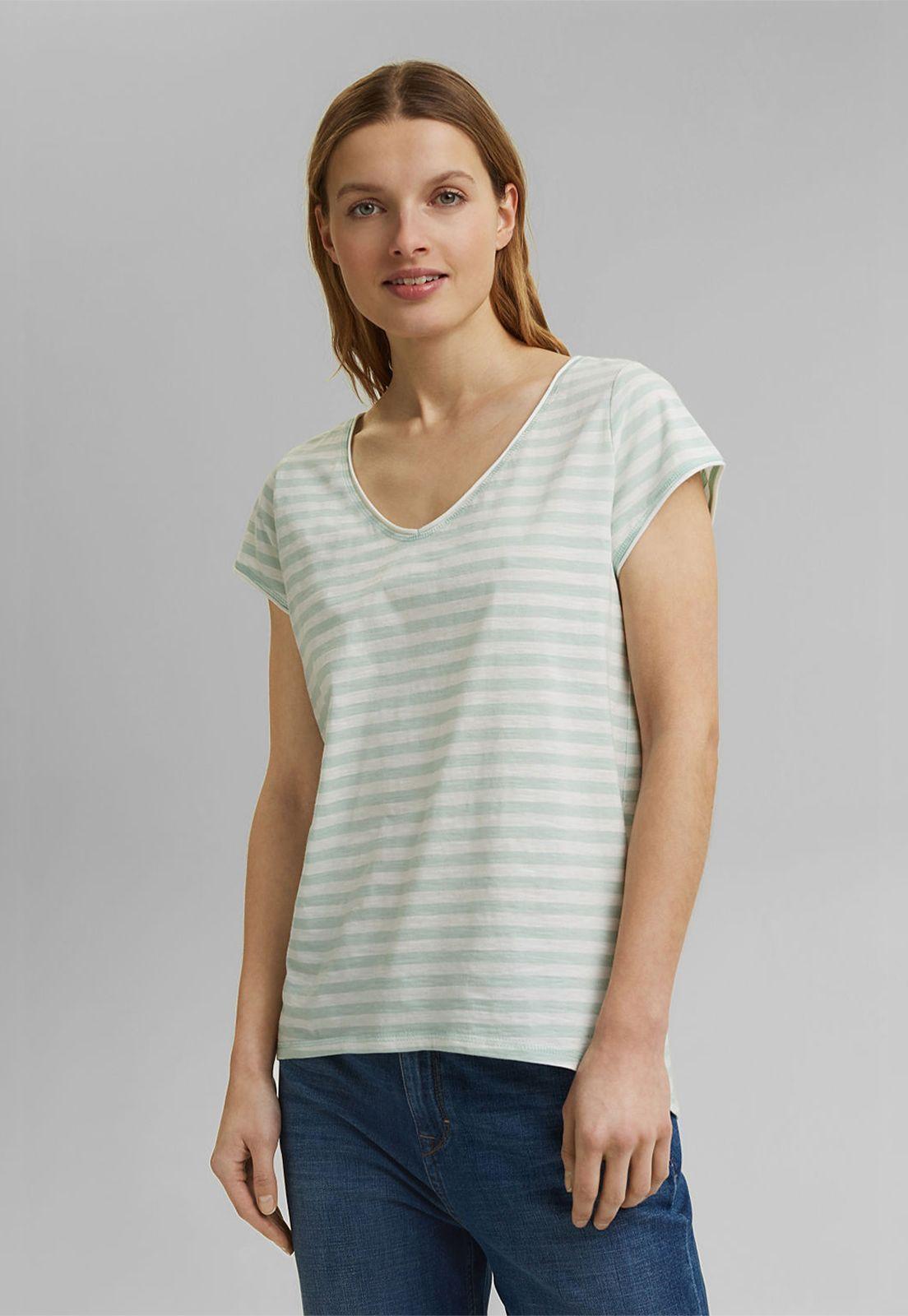 Polera Mujer Rayada De Cuello V Esprit-0