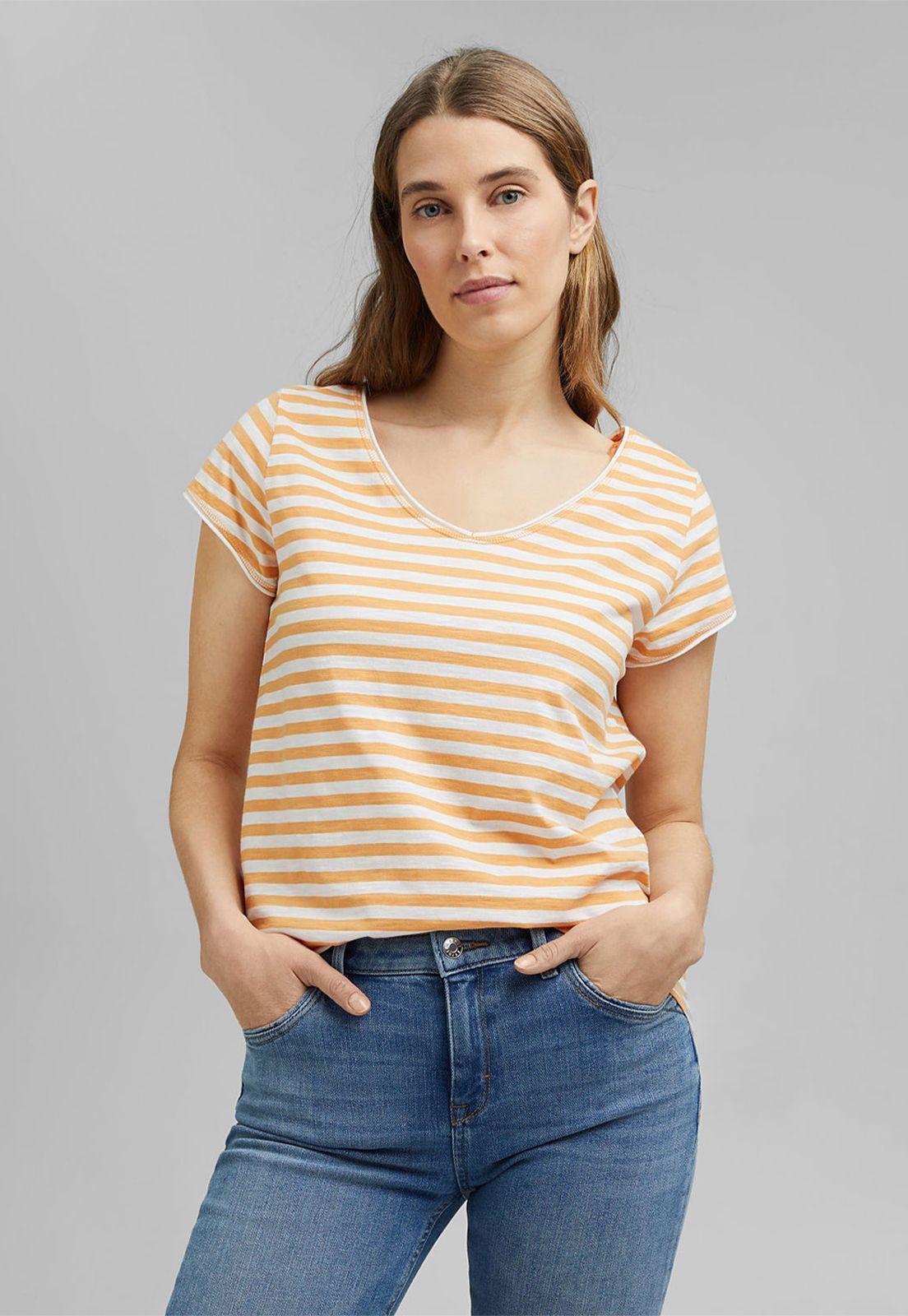 Polera Mujer Rayada De Cuello V Esprit-0