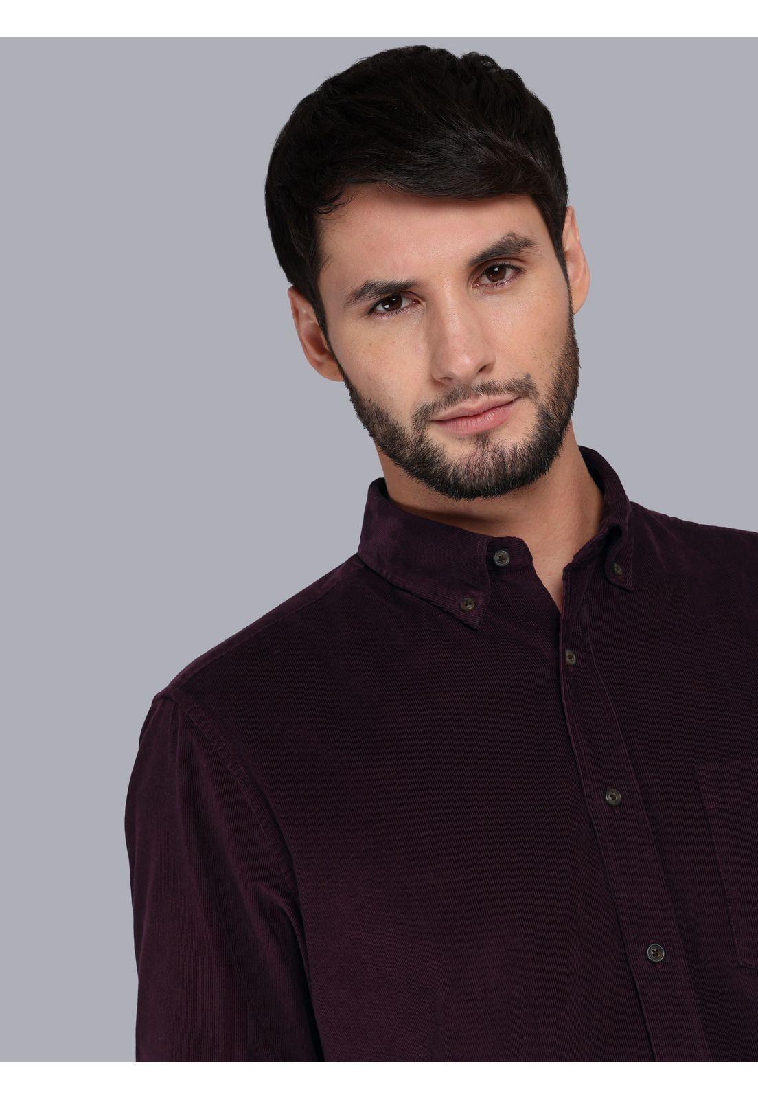 Camisa Cotelé Regular Fit Burdeo Arrow CM33023BU-2