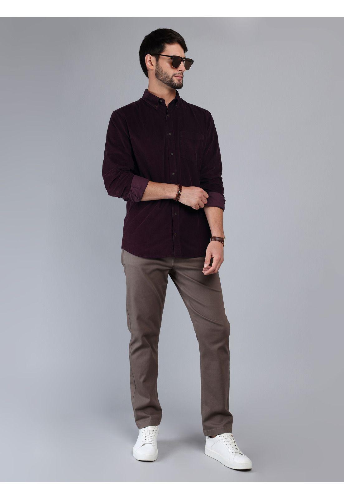 Camisa Cotelé Regular Fit Burdeo Arrow CM33023BU-3